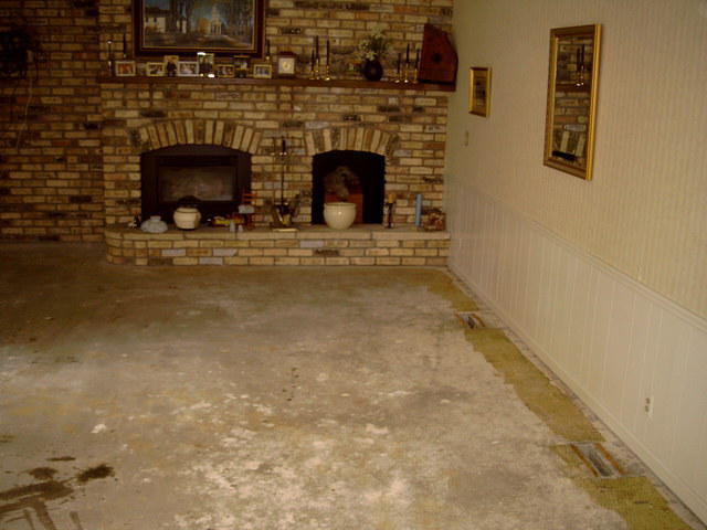 After the old carpet was removed.